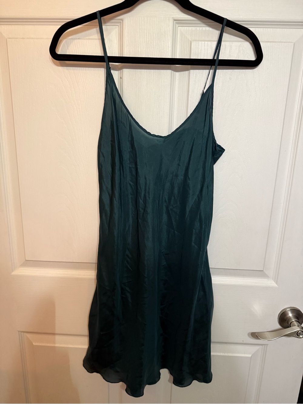 Silk Dark Teal Slip Dress - Women's Intimates